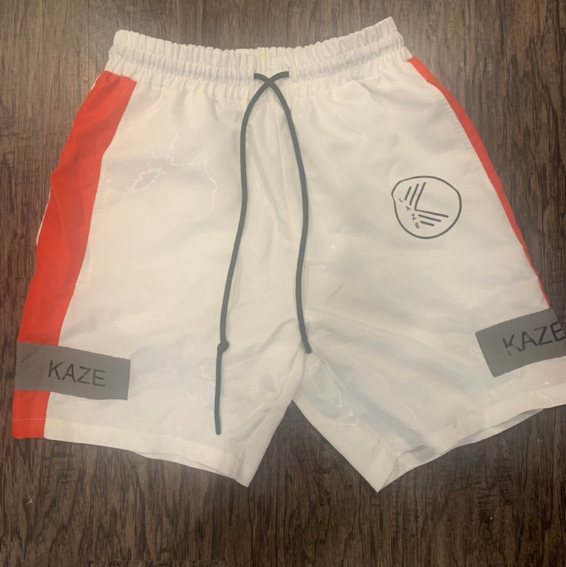 White and Red KAZE Shorts