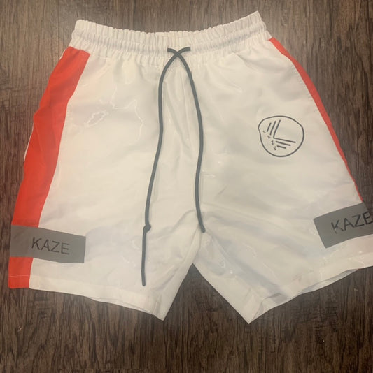 White and Red KAZE Shorts