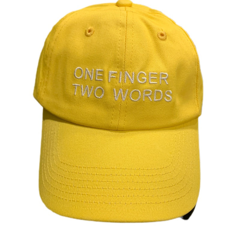 “One Finger, Two Words” hat